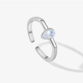 Elegant S925 sterling silver adjustable ring with pear-shaped blue moonstone - Adjustable Open / White Gold