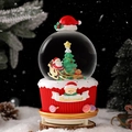 Luminous Christmas snow globe with Santa and reindeer on a festive cupcake base - 10cm / 100# 2383 Santa Hat - Light + Music + Snowfall