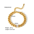 18K gold-plated stainless steel Cuban link bracelet with a square zircon center stone - Square Zirconia Cuban Link Style (YYB023078-W)