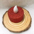Candela LED rossa glitterata su base tonda in legno per decorazioni romantiche - 3.7*2CM / Rosso