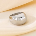 Polished silver wide dome ring in stainless steel on soft satin background fabric - US 6 / 16mm Wide Dome Mirror Polished Style (KR35154-K) / Steel