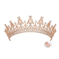 Elegant rose gold bridal crown featuring sparkling round and marquise-cut clear rhinestones - No Comb Gold White