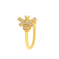 Gold bee non-pierced nose ring with clear zircon inlay and sparkling crystal wings - Bee Style (WG-1269) / Gold