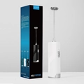 Montalatte elettrico portatile bianco in plastica con frusta in acciaio inossidabile - 168B Testa Singola Premium / Bianco latte