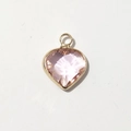 Pink heart birthstone pendant with gold metal border for DIY jewelry necklace - Gold-October