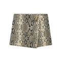 High-waisted snake print asymmetric skort featuring a stylish gold metal buckle detail - XS / Snake Print