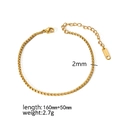 2mm vergoldetes Edelstahl Box-Chain Armband mit verstellbarer 160mm und 50mm Verlängerung - Box-Kette (TB5001)