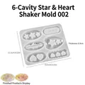 Molde de silicona con formas de estrella y corazón para joyería de resina y llaveros - 6 Cavidades Horquilla