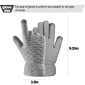 Gray knitted gloves in uniform size featuring wave pattern with 9.05in length dimensions - Gray