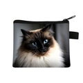 Cute Siamese cat print coin purse with a durable zipper and portable key ring hook - Siamese Cat