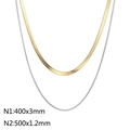 Gold 400x3mm flat snake chain and silver 500x1.2mm round snake chain necklaces - Gold & Silver Two-tone (KN232348-Z)