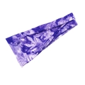 Elastic wide yoga headband in purple and white tie-dye soft knit fabric - Purple Tie Dye