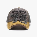 Retro grey and ginger baseball cap with New York embroidery and patch 79 - Adjustable / Gray (24A281)