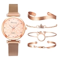 Set orologio e bracciali in oro rosa con quadrante geometrico e cinturino mesh - Oro Rosa + Set Bracciale