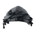 Men's dark grey satin-lined turban hat with black tassel trim on white background - Dark Grey with Fringe