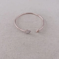 Minimalist rose gold open heart bracelet with sparkling crystals on beige linen background - 3016 Rose Gold