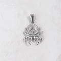 Silver spider pendant charm for DIY jewelry with metal texture and hanging loop - Spider / Steel