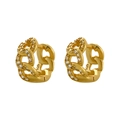 Gold plated S925 sterling silver chain link earrings with micro-pave cubic zirconia - Iced Out Cuban Link / Gold (Style A)
