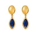 Boucles d'oreilles roue de Ferris en acier doré avec verre tchèque bleu marquise - Or et Bleu