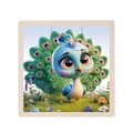 Peacock theme 9-piece wooden animal puzzle for kids early educational cognitive learning - Peacock
