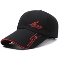 Black sport baseball cap with red sandwich brim and embroidered lettering detail - Adjustable / Black with Red Print