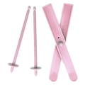 Pink plastic Christmas sleigh assembly kit with vertical posts and X-connector - Mini Ski Strip / Pink