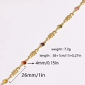 Detailed size specifications for a gold necklace with multi-color zircon stones - Multicolor Round Gemstone 8-Link (Style 2)
