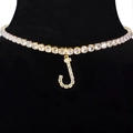 Golden hip-hop tennis chain necklace with a zircon-encrusted capital letter J pendant - Letter J [Gold]