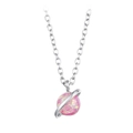Detailed macro shot of silver opal planet pendant necklace with shimmering pink core - Silver-Pink Opal