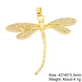 Gold dragonfly pendant with crystals showing size 42x45x3.3mm and weight 4.1g - Extra Large White Zircon Dragonfly Style (30)