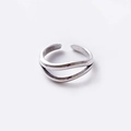 Detail of vintage silver double-layer open ring with matte metallic texture - Double Layer Simple Style / Adjustable Open