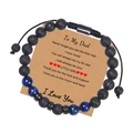 8mm blue tiger eye and lava stone beaded bracelet with greeting card for father - To My Dad