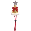 Detail of Christmas pet party hat with golden glitter, red bow, and silver star topper - Gold Star Hat