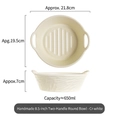 8.5-inch cream white ceramic bowl with handles and 650ml capacity for air fryer use - Cream White 8.5 Inch Round Bowl