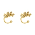 Golden olive leaf ear cuffs with sparkling white cubic zirconia in a symmetrical layout - VE1470 Leaf Style / Gold
