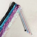 Colorful hair tinsel strands in black, sky blue, purple and holographic laser colors - Tassel Rain Teaser