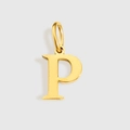 Ciondolo a lettera P in acciaio inossidabile placcato oro 18K per la creazione di gioielli - Lettera P (ZP30271) / Argento