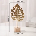 Decorazione moderna foglia di monstera dorata su base in legno con dimensioni incluse - Foglia di Monstera Singola-Oro