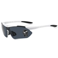 White frame sports sunglasses with dark grey lenses for cycling and outdoor activities - White Frame Gray Lens