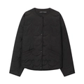 Veste matelassée noire pour femme avec motifs nœuds élégants et col rond minimaliste - XS / Noir