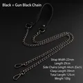 Black leather shoulder strap with gunmetal chain and lobster clasps for handbags - Black Leather with Gunmetal Chain
