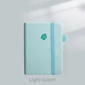 A6 portable notebook in light green faux leather with leaf pattern and elastic band - A6 / 1 Pack - Leaf Logo / Light Green