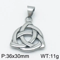 Macro view of silver Celtic knot stainless steel pendant with size and weight info - Celtic Knot Silver Pendant Style