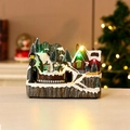 Luminous Christmas music box with a rotating miniature mountain ski resort and LED lights - Doll Style