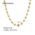 Detailansicht der grünen Blumenkette mit Gewichtsangabe 4.70g und 39cm Längenmaßen - Süße Blaues Herz Blumenkette (JDNW2304016) / Gold und Blau