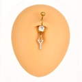 Piercing all'ombelico in acciaio dorato con pendente lettera Y di cristalli - Lettera Y (Z-268) / Argento