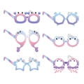 Set of 6 cartoon ocean creature glitter party glasses in colorful gradient finishes - Mermaid Party Glasses (Style A)