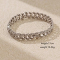 Iced out silver cuban link chain bracelet 17cm length with shimmering pavé set stones - Platinum Color Fine (17cm)