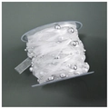 Ruban en organza blanc avec perles argentées sur bobine pour décoration artisanale - Ruban de Perles Blanc (10m/Rouleau)