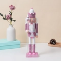 Pink glitter Christmas nutcracker wooden king soldier figure with crown and scepter - Pink King
